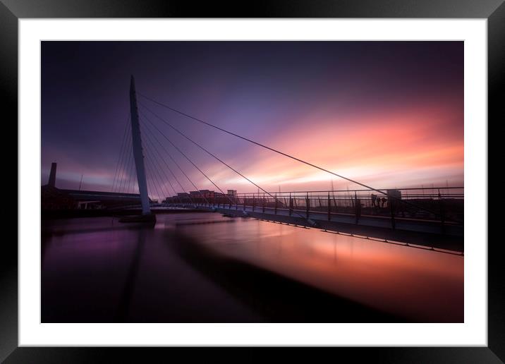 Daybreak at Swansea Sail Bridge Framed Mounted Print by Leighton Collins