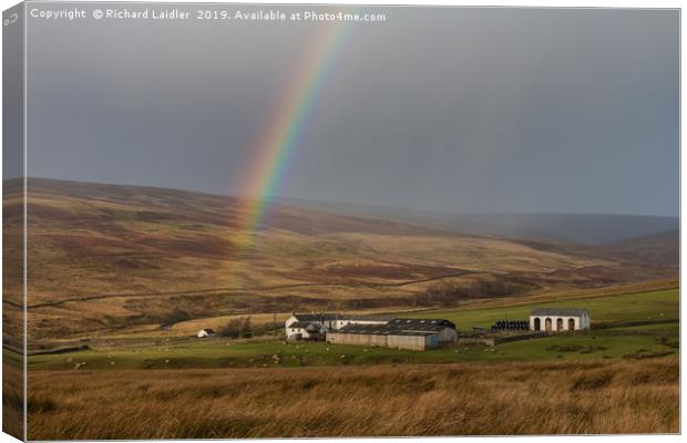 Rainbow at Middle End Farm after Storm Atiyah Canvas Print by Richard Laidler