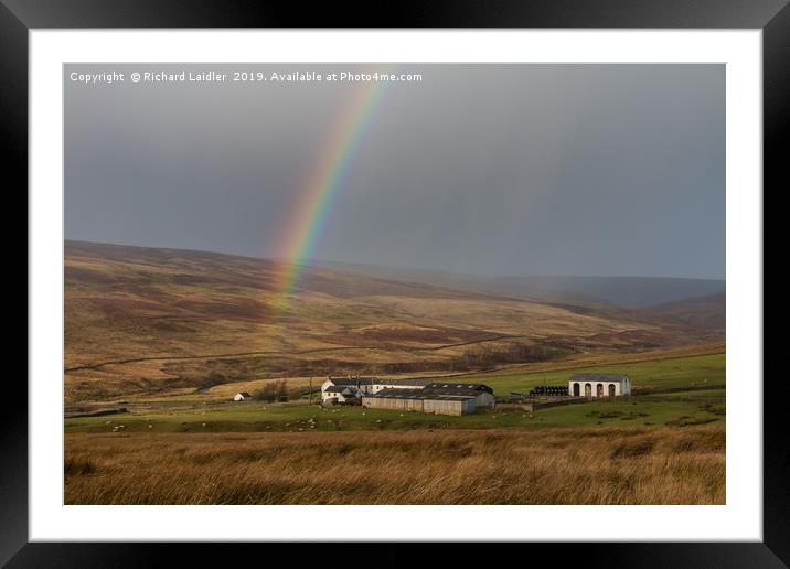 Rainbow at Middle End Farm after Storm Atiyah Framed Mounted Print by Richard Laidler