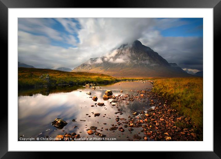 Cloud Chasing, Buachaille Etive Mor                Framed Mounted Print by Chris Drabble