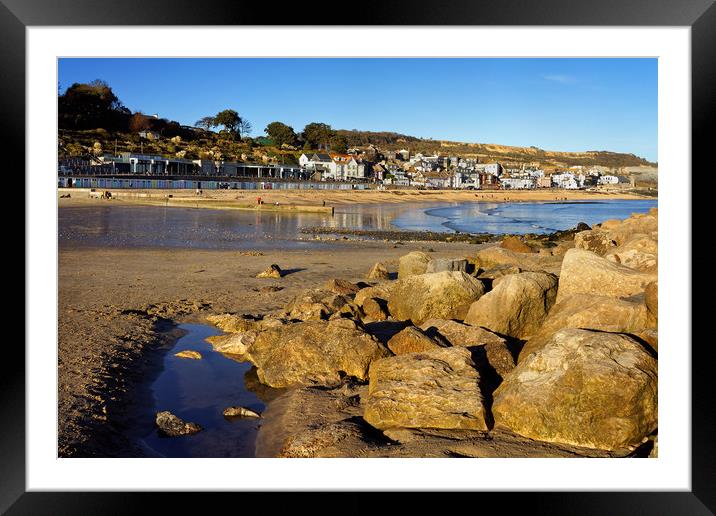Lyme Regis Town Beach & Seafront                   Framed Mounted Print by Darren Galpin
