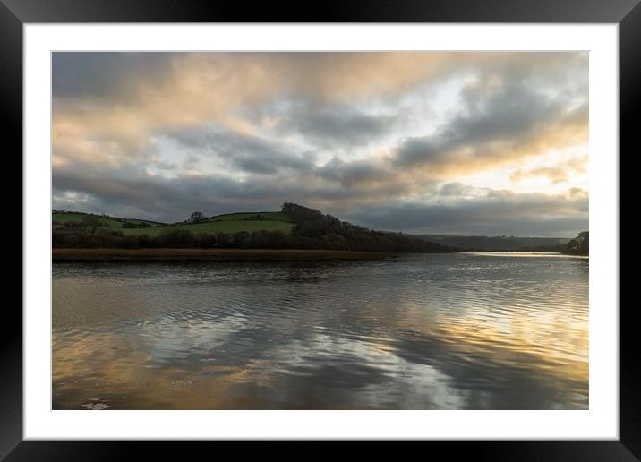 sunrise clouds on the River Torridge at Bideford Framed Mounted Print by Tony Twyman