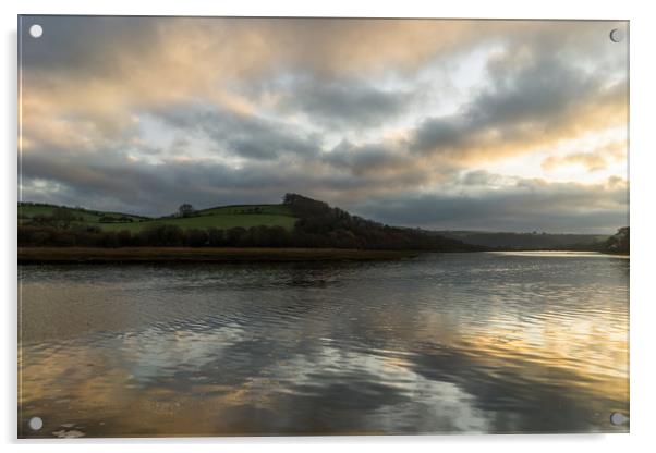 sunrise clouds on the River Torridge at Bideford Acrylic by Tony Twyman