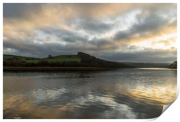 sunrise clouds on the River Torridge at Bideford Print by Tony Twyman