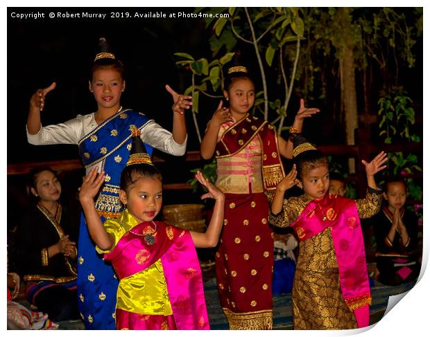 Laos children in traditional costumes dancing Print by Robert Murray