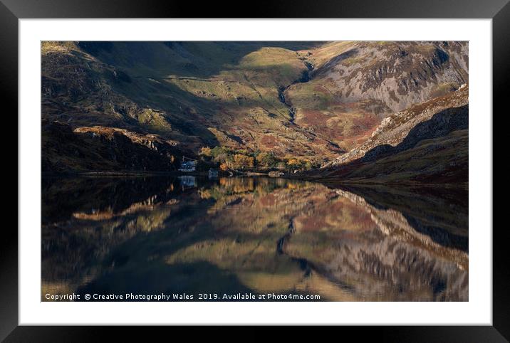 Idwal Cottage and Llyn Ogwen Reflection, Snowdonia Framed Mounted Print by Creative Photography Wales