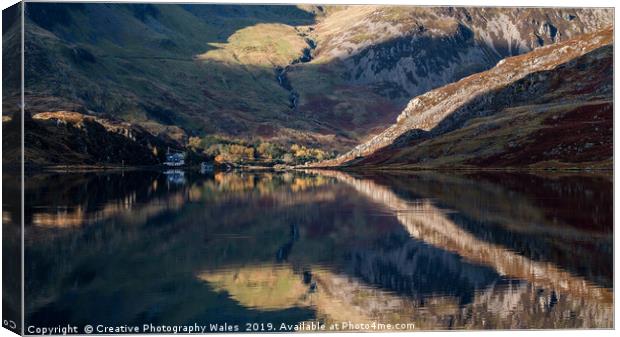Idwal Cottage and Llyn Ogwen Reflection, Snowdonia Canvas Print by Creative Photography Wales
