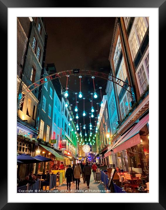 Ganton Street, Carnaby, London at Christmas  Framed Mounted Print by Ailsa Darragh