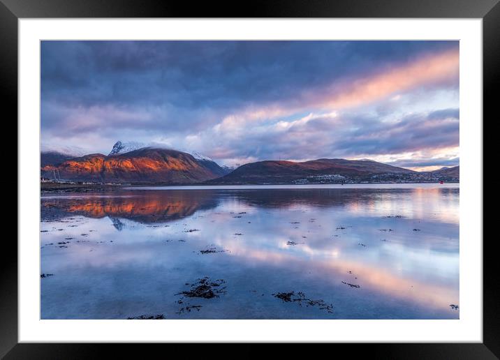 Ben Nevis from Loch Eil at sunset Framed Mounted Print by John Finney
