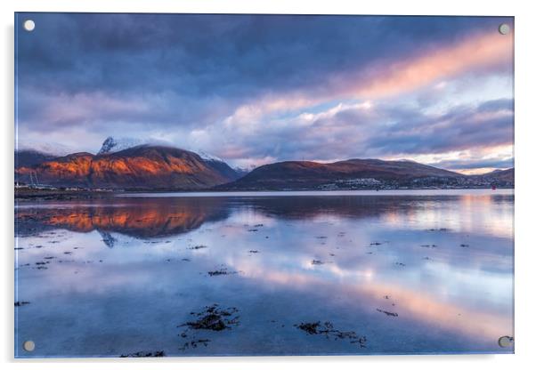 Ben Nevis from Loch Eil at sunset Acrylic by John Finney