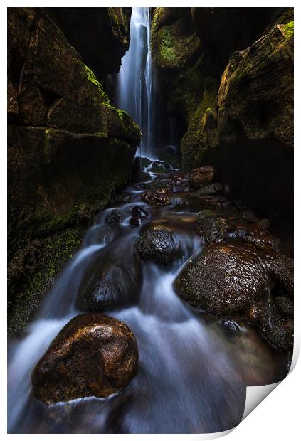 Isle of Eigg waterfall Print by John Finney