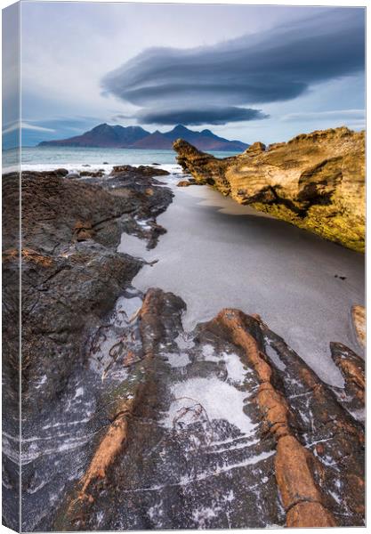 Lenticular clouds over the Isle of Rum  Canvas Print by John Finney
