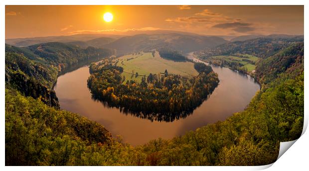 Famous view on Vltava river at sunset, Czech Repub Print by Sergey Fedoskin