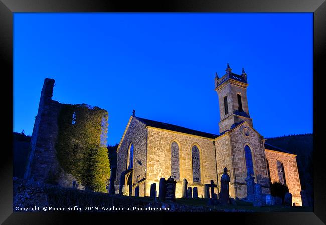 Kilmun Parish Church At Night Framed Print by Ronnie Reffin