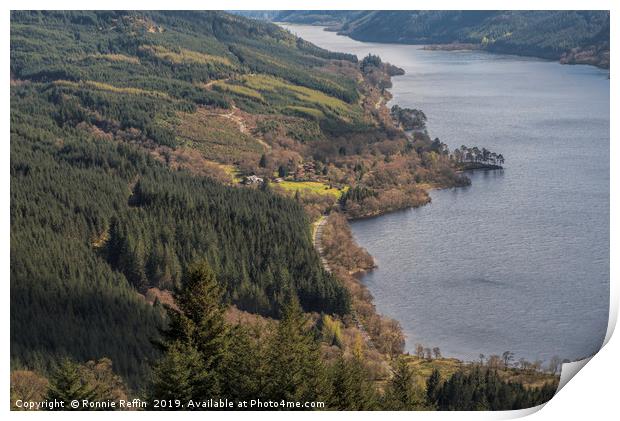 Loch Eck From Above Print by Ronnie Reffin