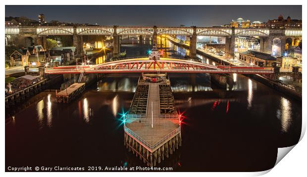 Swing Bridge at Night Print by Gary Clarricoates
