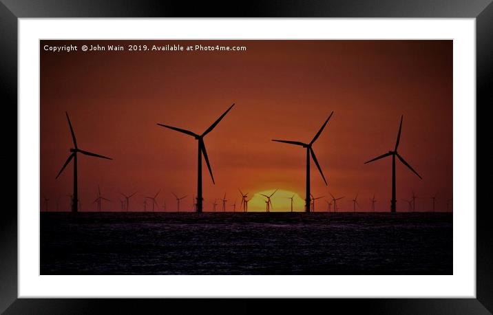 Windmills at Sunset  Framed Mounted Print by John Wain