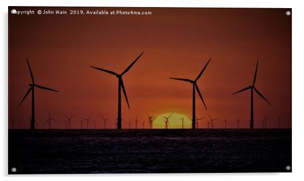 Windmills at Sunset  Acrylic by John Wain