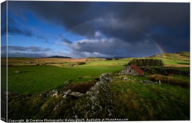 Ynyspandy Slate Mill Rainbow, Snowdonia National P Canvas Print by Creative Photography Wales