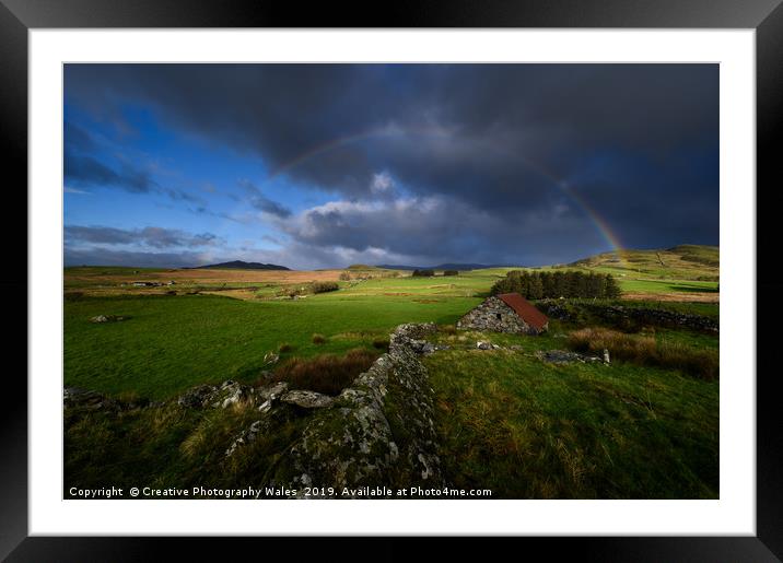 Ynyspandy Slate Mill Rainbow, Snowdonia National P Framed Mounted Print by Creative Photography Wales