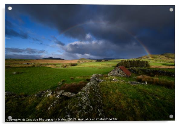 Ynyspandy Slate Mill Rainbow, Snowdonia National P Acrylic by Creative Photography Wales