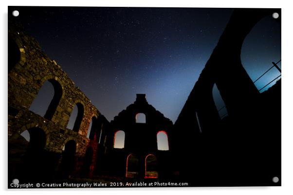 Ynyspandy Slate Mill Night Sky Photography, Snowdo Acrylic by Creative Photography Wales
