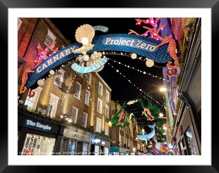 London Christmas Lights  in Carnaby Street Framed Mounted Print by Ailsa Darragh