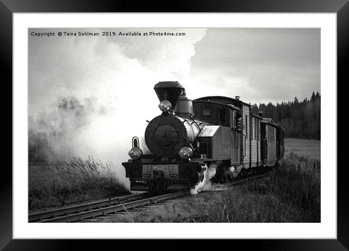 Steam Train Pulling Carriages Framed Mounted Print by Taina Sohlman