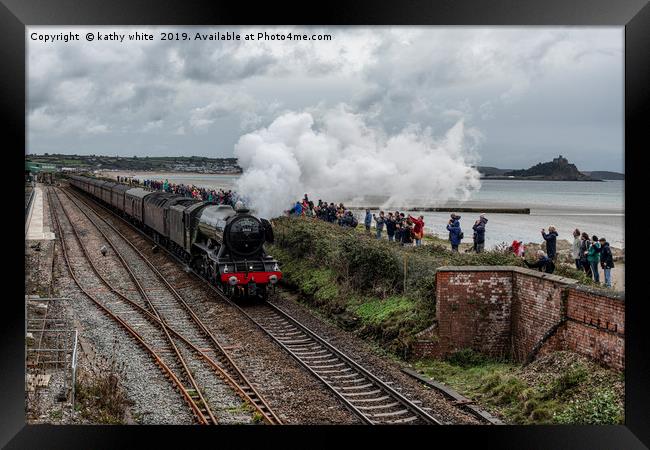 The Flying Scotsman, at St Michaels mount Cornwall Framed Print by kathy white