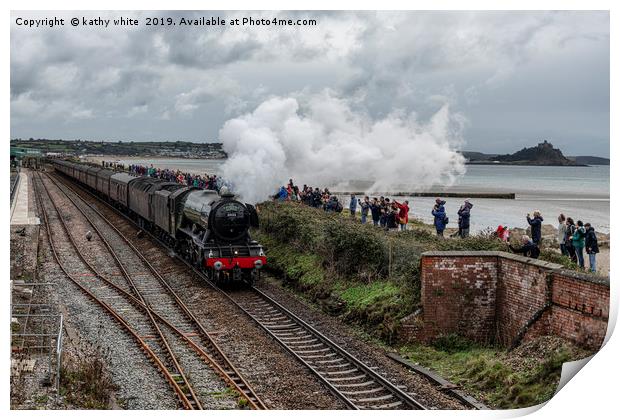 The Flying Scotsman, at St Michaels mount Cornwall Print by kathy white