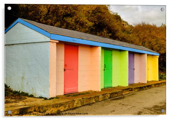 Colourful huts at Folkestone sea front Acrylic by Clive Wells
