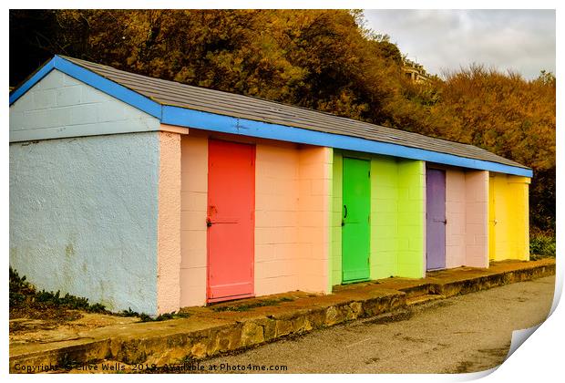 Colourful huts at Folkestone sea front Print by Clive Wells