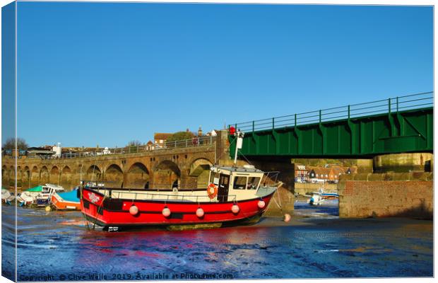Low tide in Folkestone Harbour Canvas Print by Clive Wells
