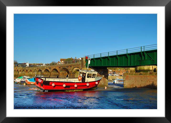 Low tide in Folkestone Harbour Framed Mounted Print by Clive Wells