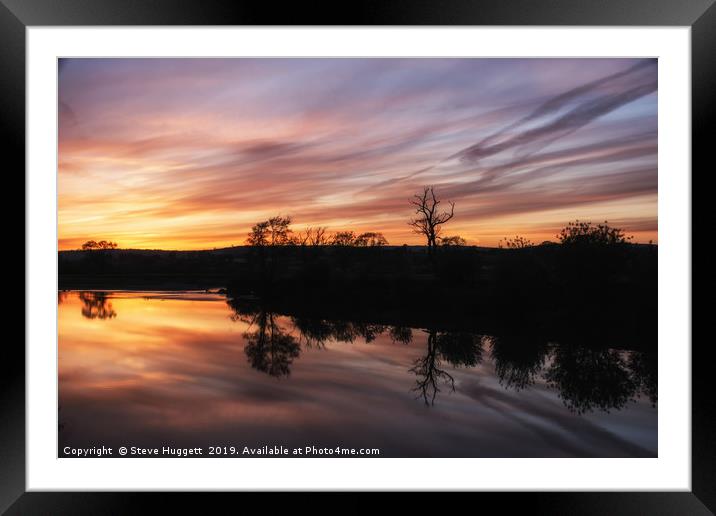 Sunset Reflections by The River Towy Framed Mounted Print by Steve Huggett