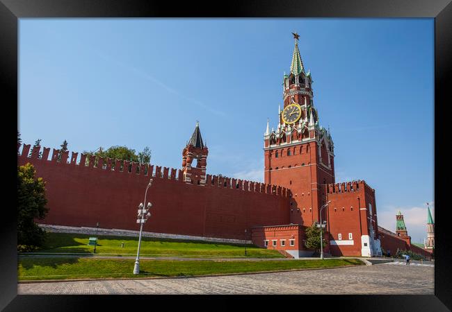 Spasskaya Tower of the Kremlin in Moscow Framed Print by Chris Dorney