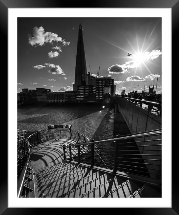 The Shard and London Bridge Framed Mounted Print by Chris Dorney