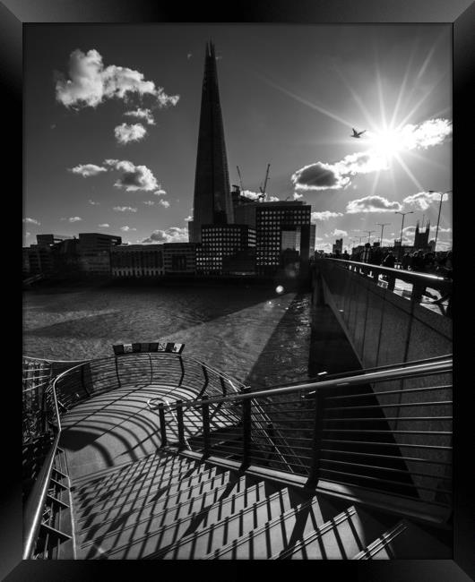 The Shard and London Bridge Framed Print by Chris Dorney
