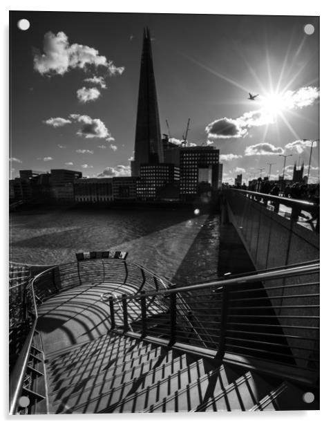 The Shard and London Bridge Acrylic by Chris Dorney