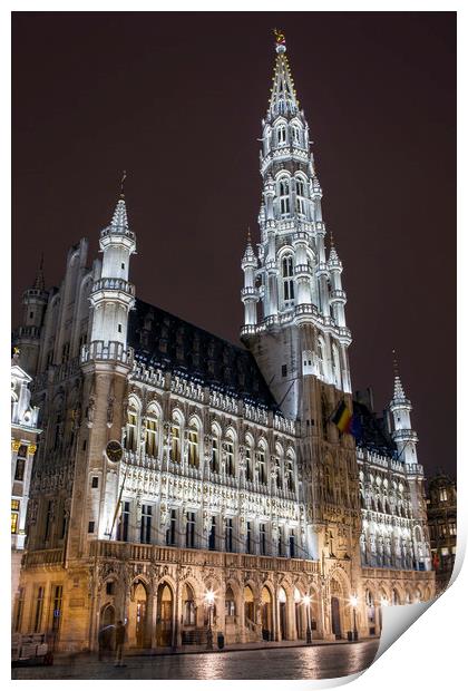 Brussels Town Hall in Belgium Print by Chris Dorney