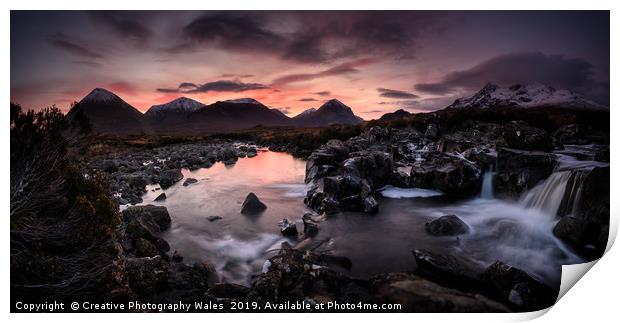 Dawn Light, The River Sligachan on Isle of Skye Print by Creative Photography Wales