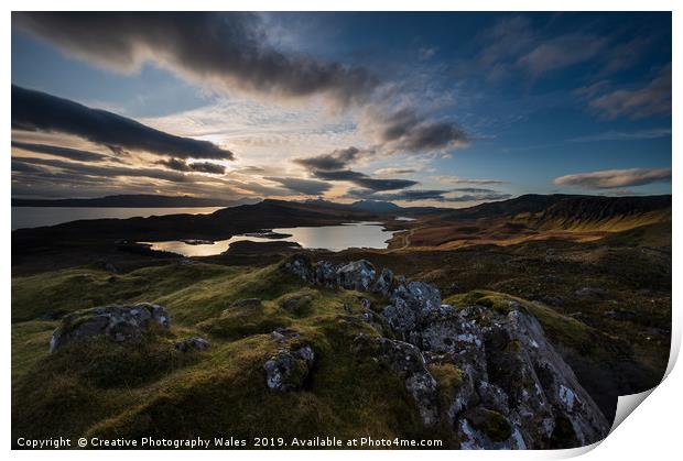 Landscape View over Loch Fada from Storr on Isle o Print by Creative Photography Wales