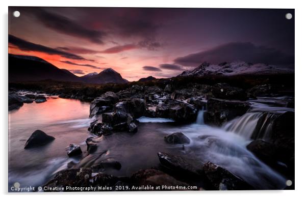 Dawn Light, The River Sligachan on Isle of Skye Acrylic by Creative Photography Wales