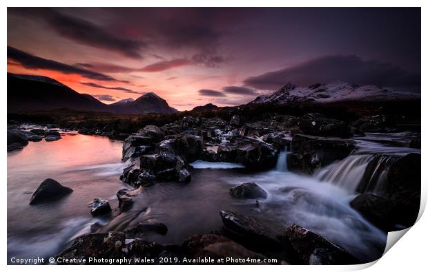 Dawn Light, The River Sligachan on Isle of Skye Print by Creative Photography Wales