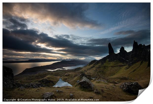 The Old Man of Storr at Dawn Print by Creative Photography Wales