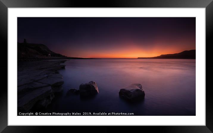Kimmeridge Bay Sunset, Jurassic Coast in Dorset Framed Mounted Print by Creative Photography Wales