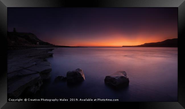 Kimmeridge Bay Sunset, Jurassic Coast in Dorset Framed Print by Creative Photography Wales