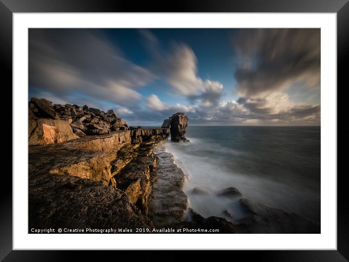 Pulpit Rock at Portland Bill on the Jurassic Coast Framed Mounted Print by Creative Photography Wales