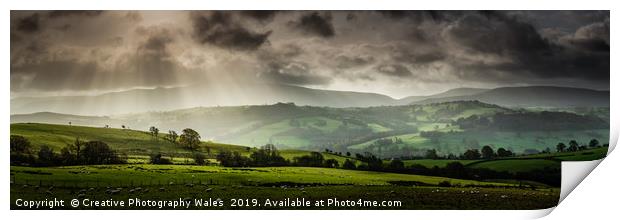 View of the mountains from Trallong, Brecon Beacon Print by Creative Photography Wales