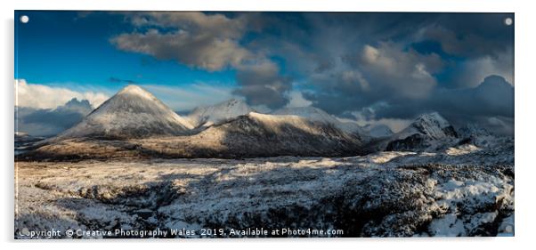 Winter view to the Cuillins , Isle of Skye Acrylic by Creative Photography Wales